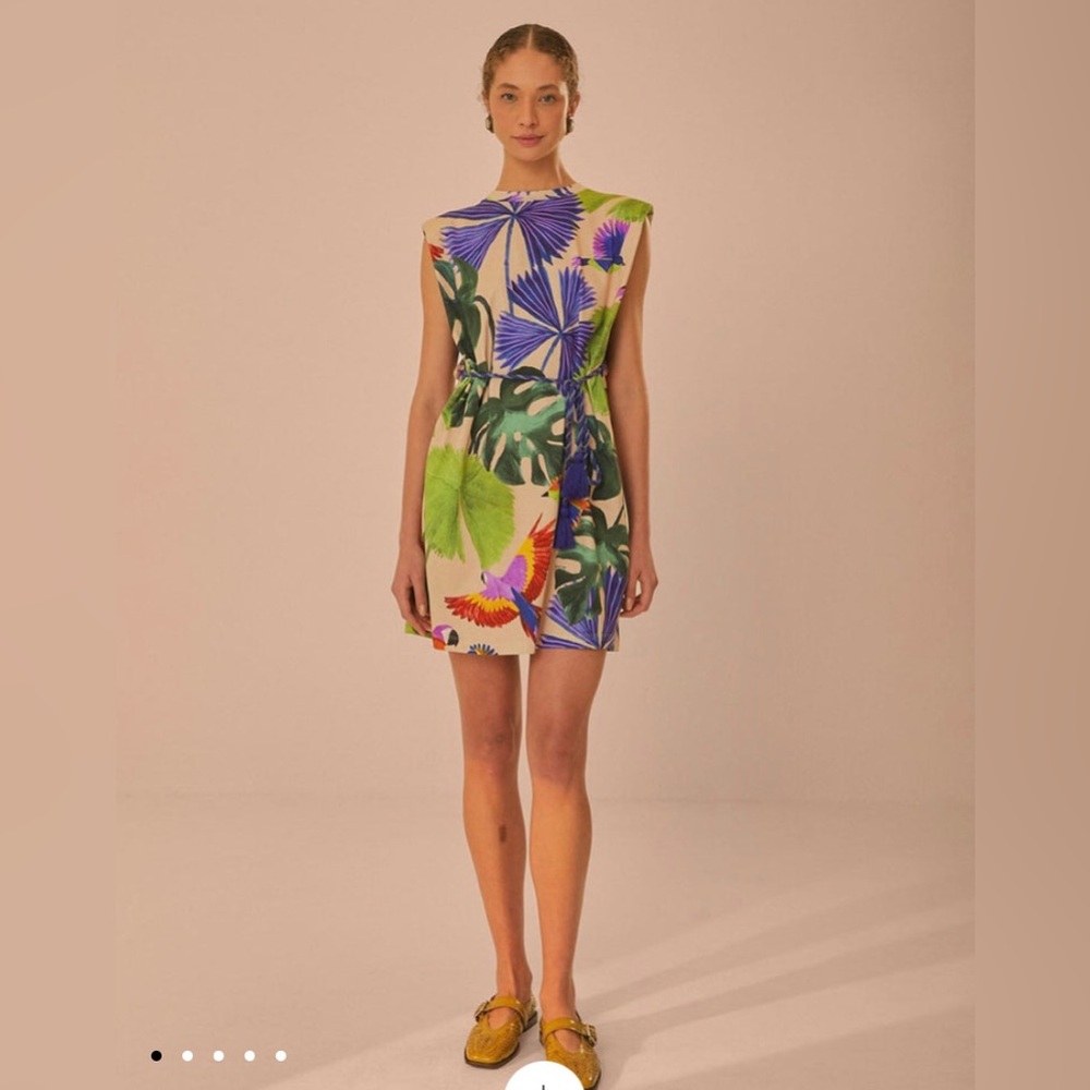 Farm Rio Sand Macaw Jungle Organic Cotton T-Shirt Dress